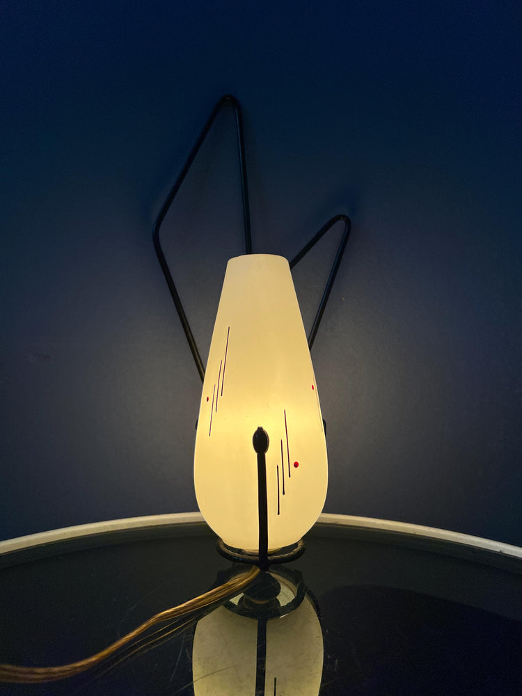 Mid Century Philips Opaline Glass Sconce Wall Lamp with Black Frame