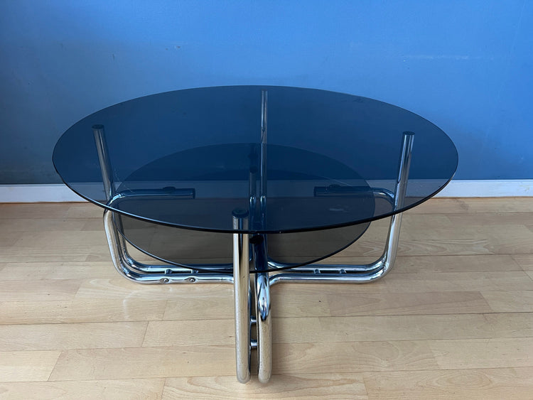 Smoked Glass Chrome Space Age Coffee Table