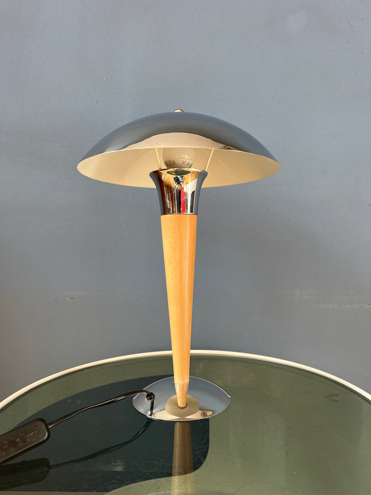 Mid Century Massive Chrome Mushroom Table Lamp