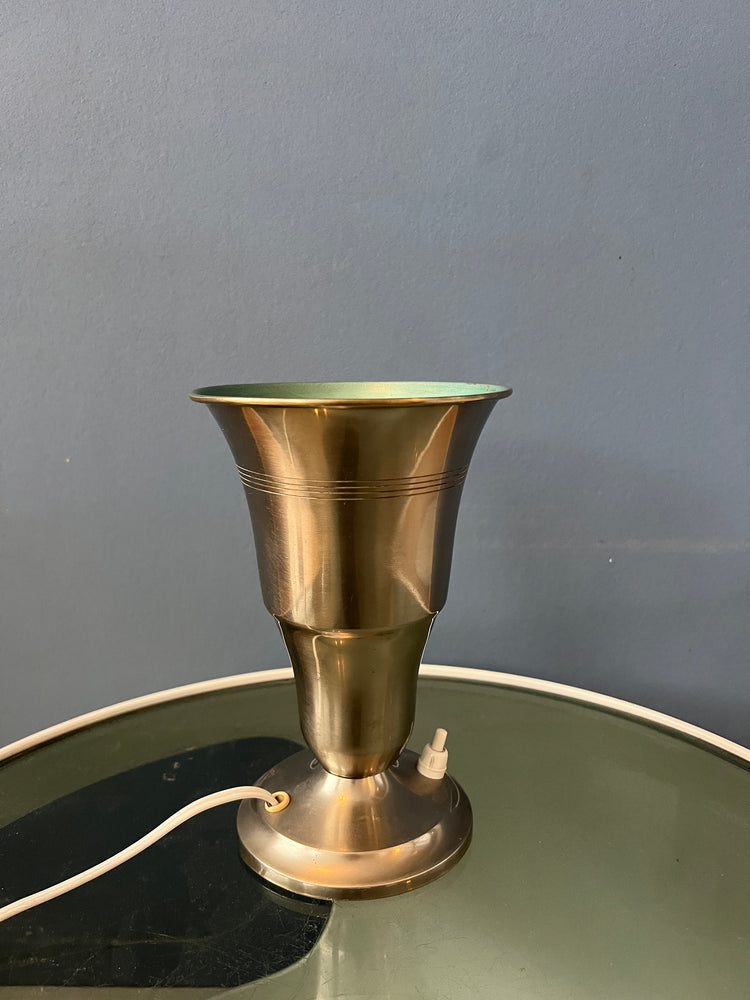 Metal Trumpet Uplighter 'Cup' Table Lamp in Silver Colour