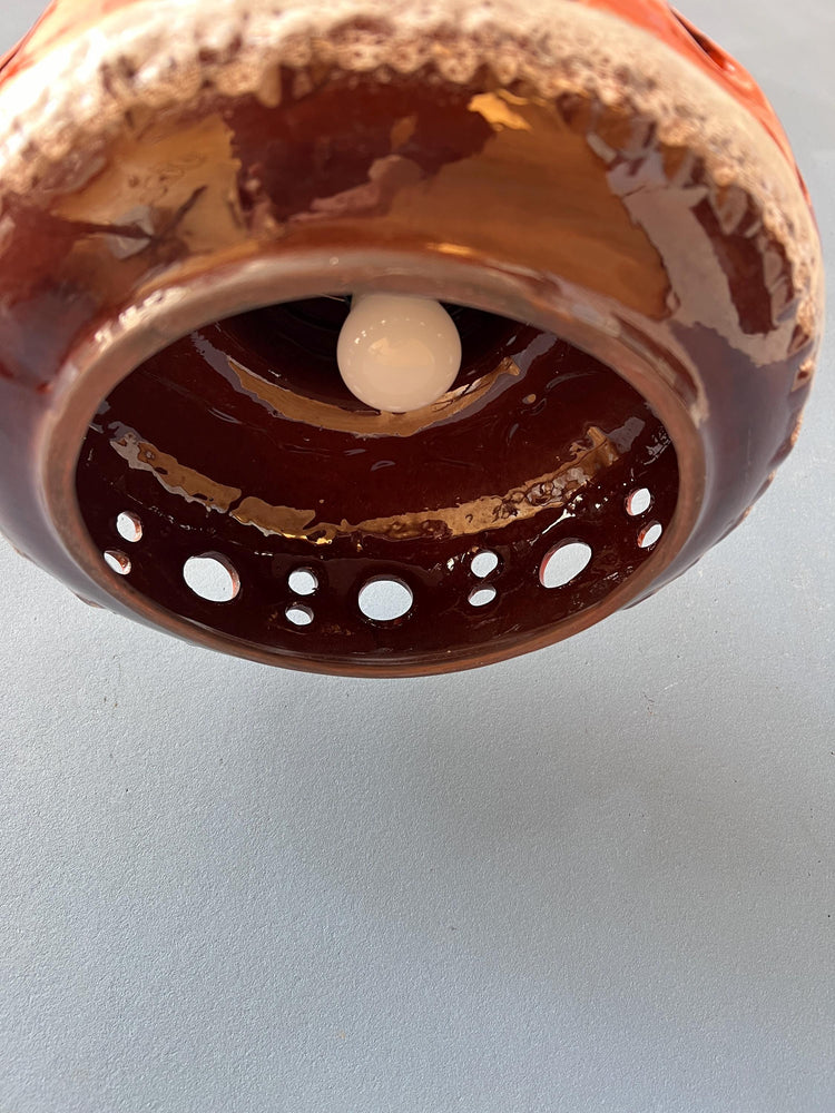 Orange Mid Century West Germany Ceramic Pendant Lamp