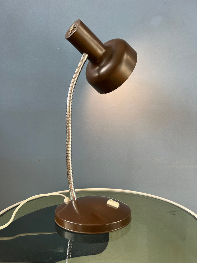 Vintage Flexible Arm Brown Space Age Table Lamp