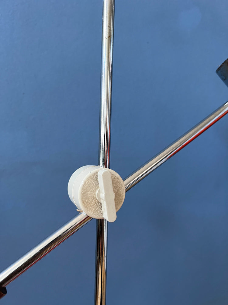 Red Mid Century Desk Lamp - Swing Arm Table Lamp - Chrome Space Age Light