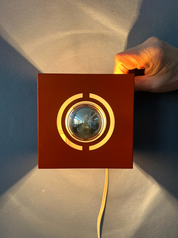 Vintage Orange Philips Space Age 'Cube' Mirror Wall Lamp