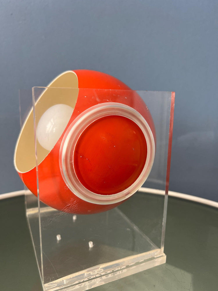 Small Orange Mid Century Perspex Space Age Eyeball Table Lamp
