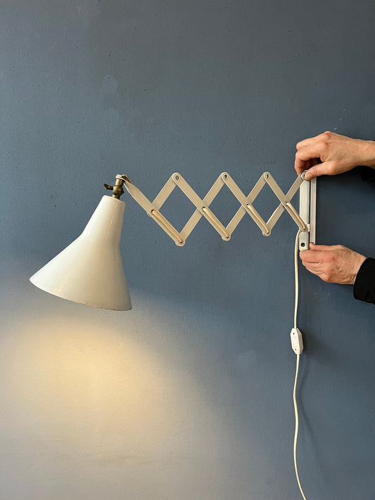 White Metal Mid Century Scissor Wall Lamp