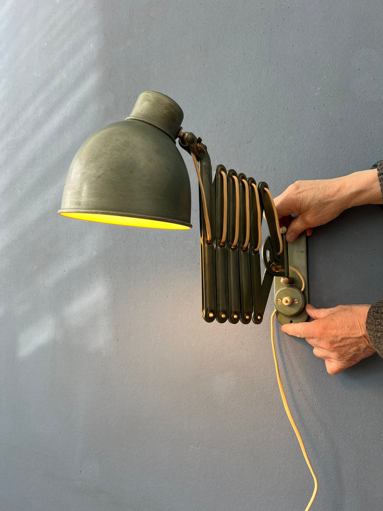 Green Metal Industrial Bauhaus Scissor Wall Lamp