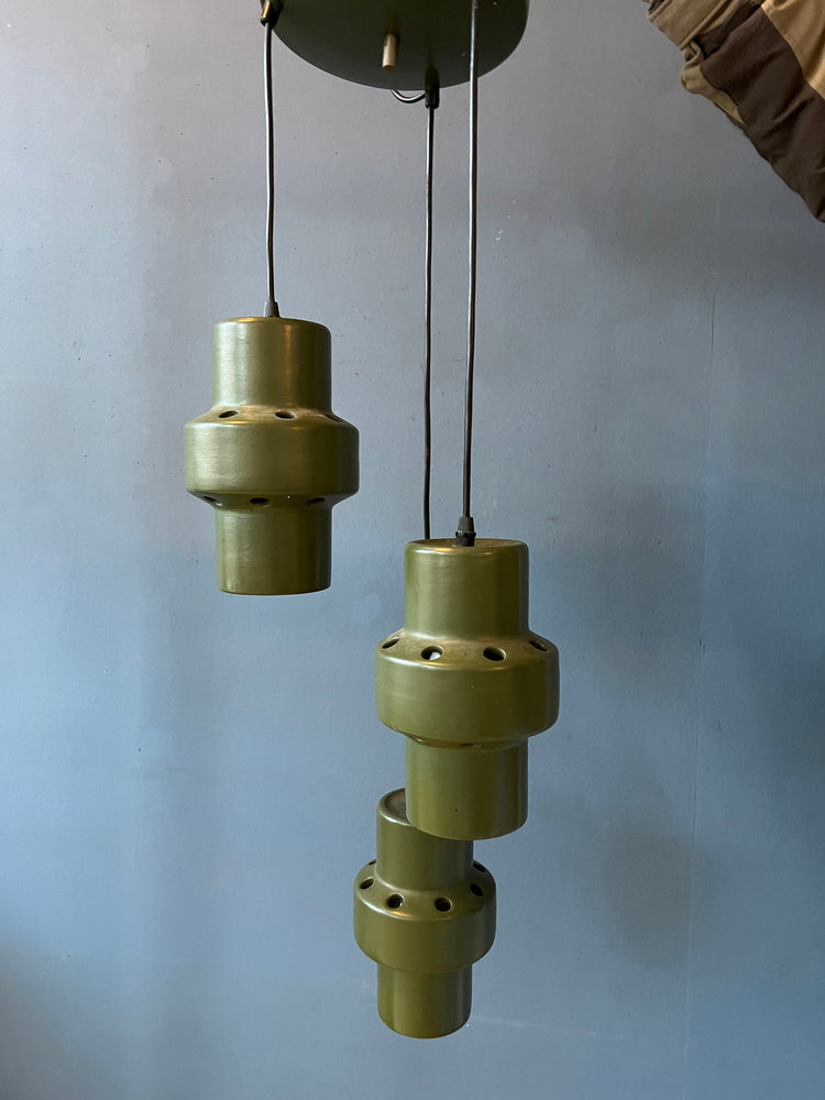 Green West Germany Ceramic Cascade Chandelier Lamp