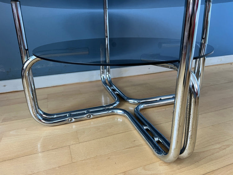Smoked Glass Chrome Space Age Coffee Table