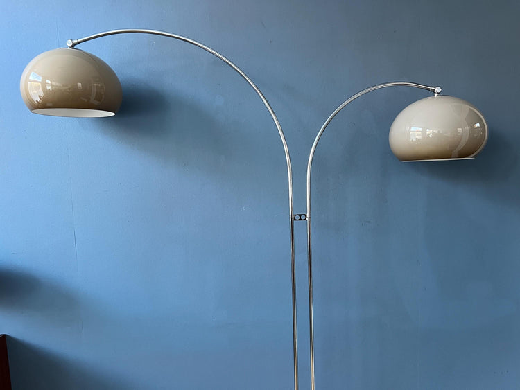 Chrome Space Age Dijkstra Double Arc Mushroom Floor Lamp