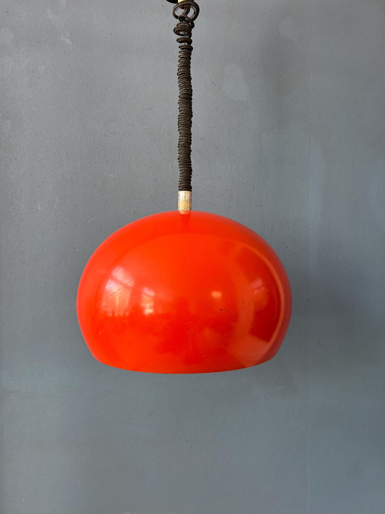 Big Vintage Red Metal Space Age Pendant Lamp