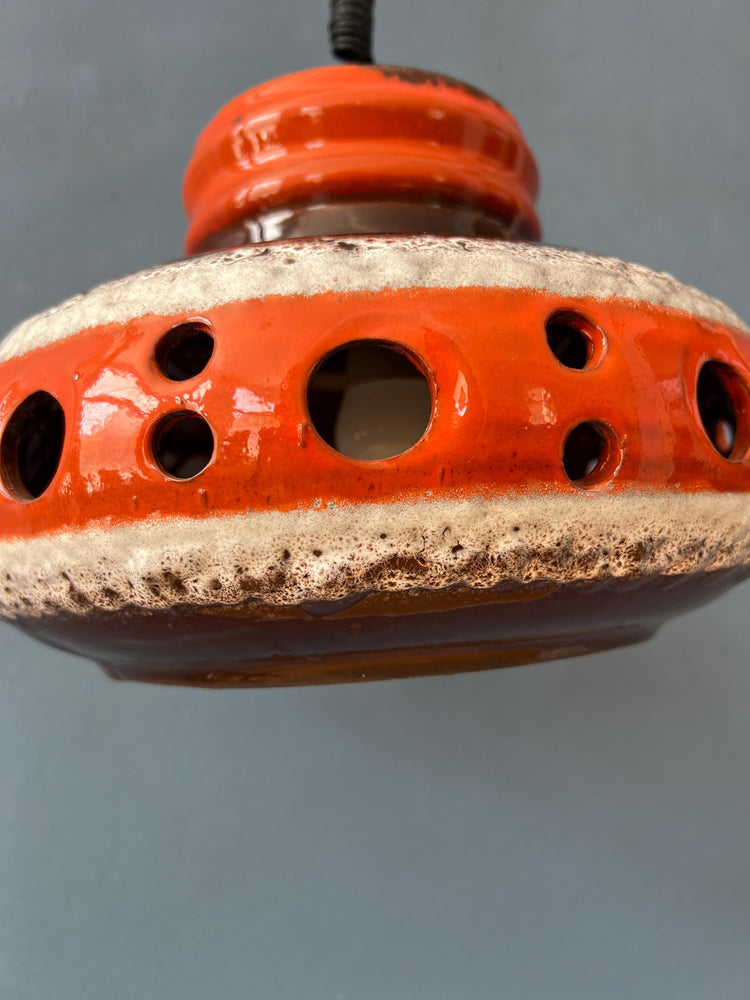 Orange Mid Century West Germany Ceramic Pendant Lamp