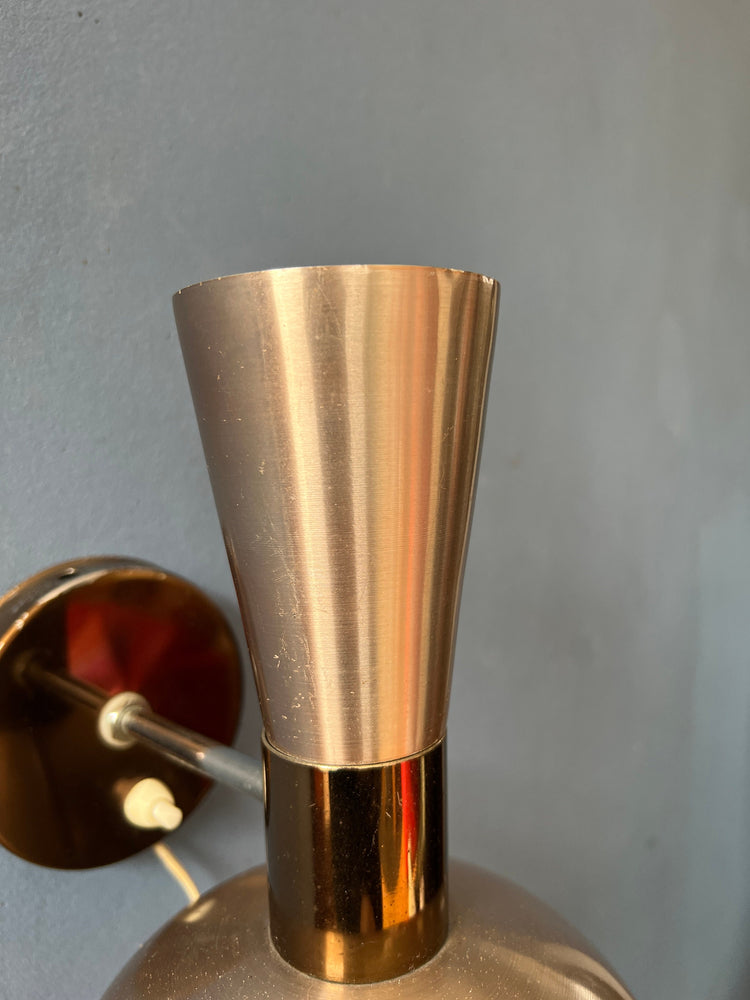 Vintage Red Herda Diabolo Wall Lamp | Copper Space Age Lamp
