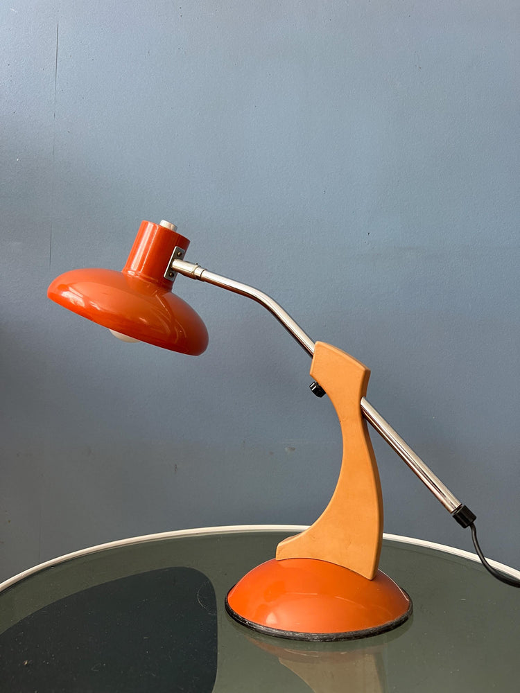 Massive Orange and Brown Fase Style Space Age Desk Lamp