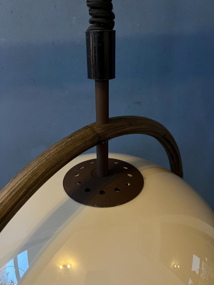 Mid Century Bamboo Dijkstra Space Age Mushroom Pendant Lamp