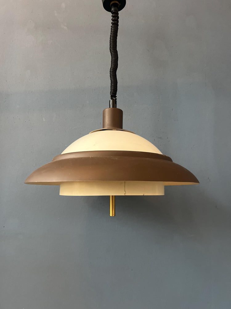 Brown and Beige Mid Century Dijkstra Space Age Pendant Lamp