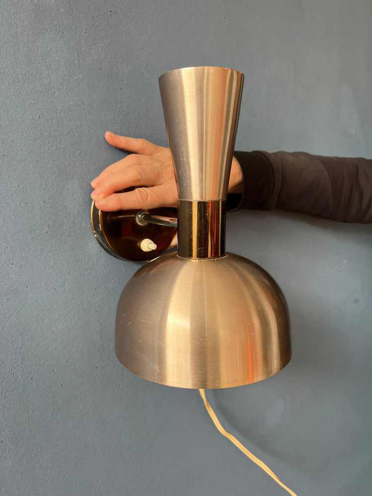 Vintage Red Herda Diabolo Wall Lamp | Copper Space Age Lamp