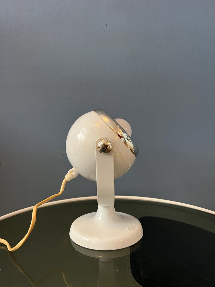 Mid Century Small White Space Age Eyeball Table Lamp