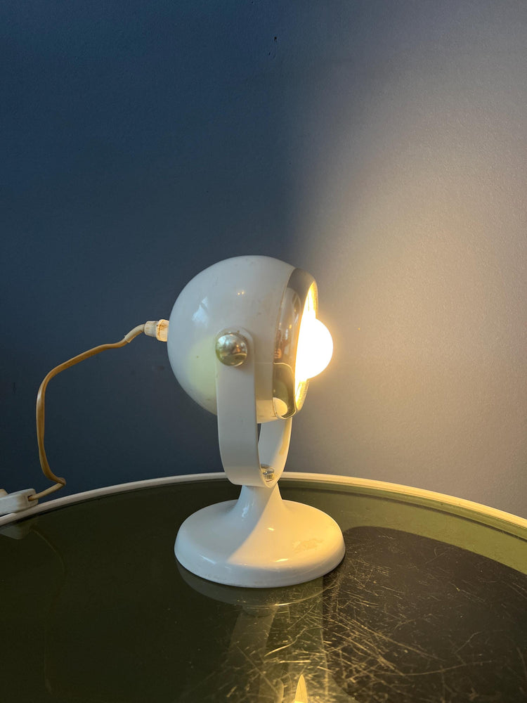 Mid Century Small White Space Age Eyeball Table Lamp