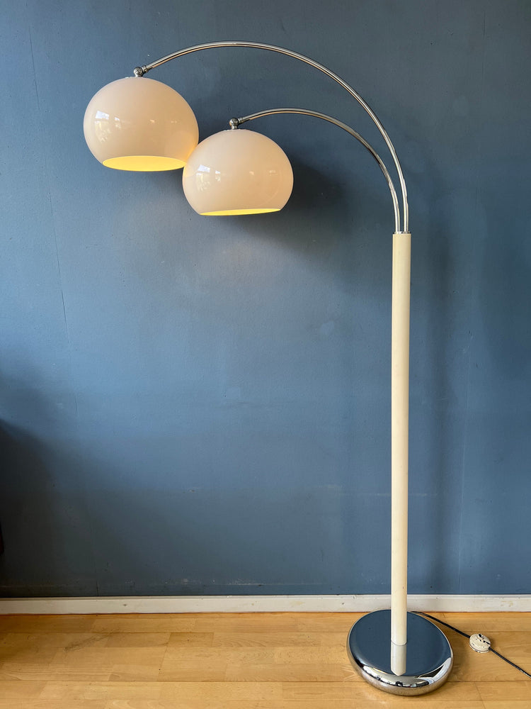 White Dijkstra Double Arc Space Age Mushroom Floor Lamp