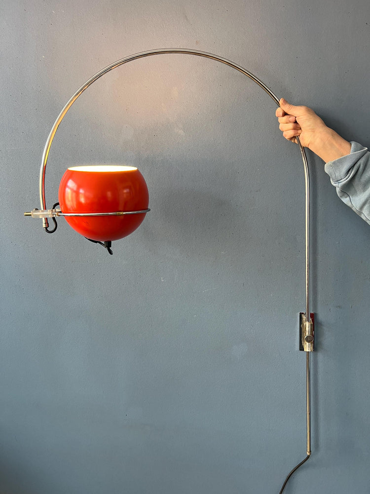 Orange Mid Century Space Age GEPO Eyeball Arc Wall Lamp