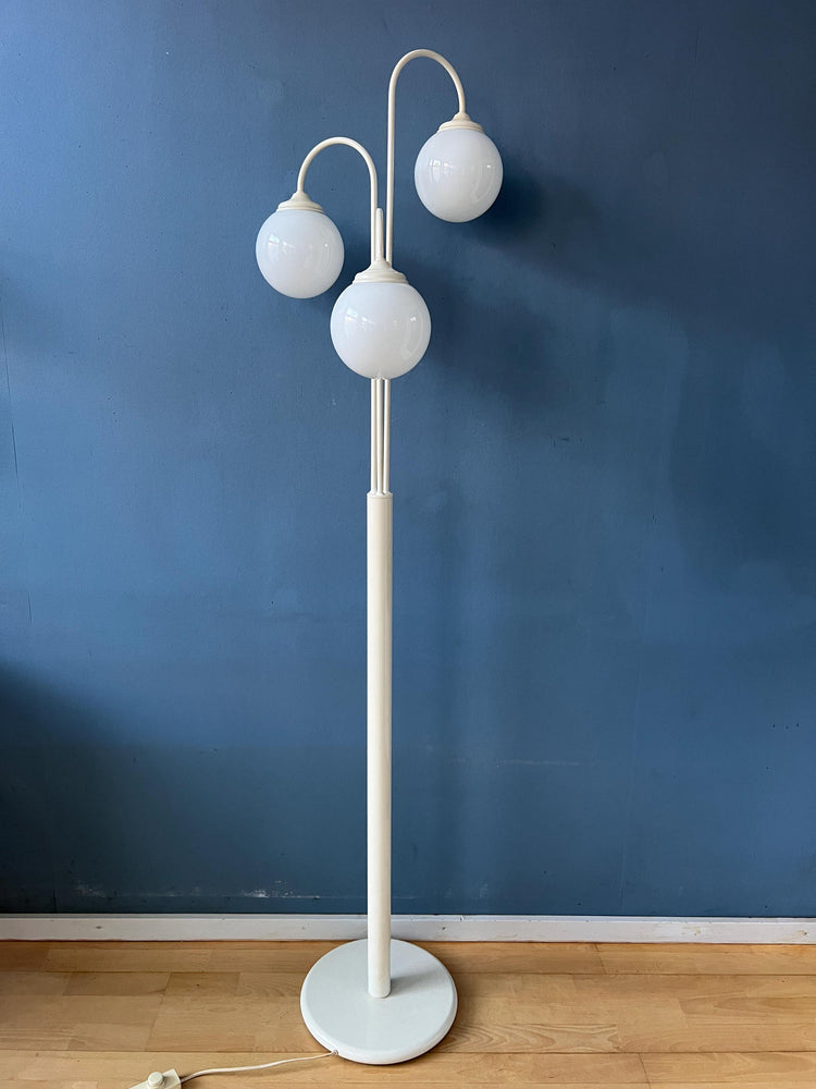 Vintage Three Milk Glass Shades Space Age Floor Lamp