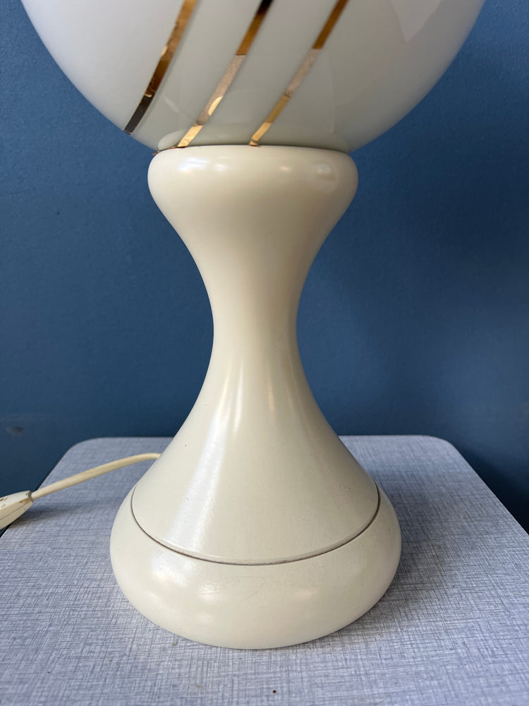 White Opaline Glass Space Age Table Lamp