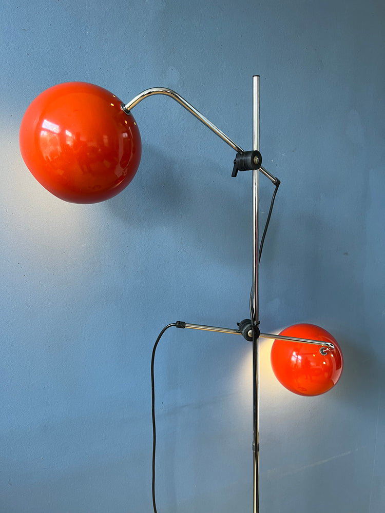 Vintage Red Floor Lamp - Eyeball - Space Age - Mid Century Standing Light