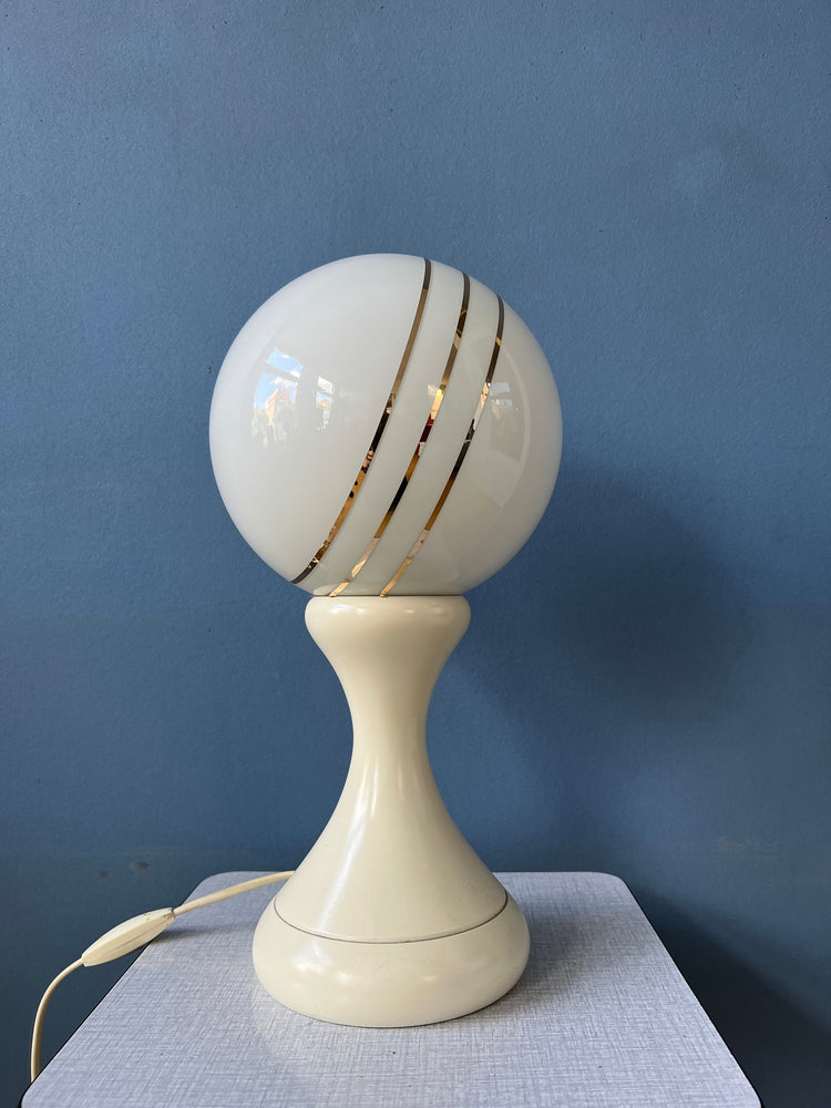 White Opaline Glass Space Age Table Lamp