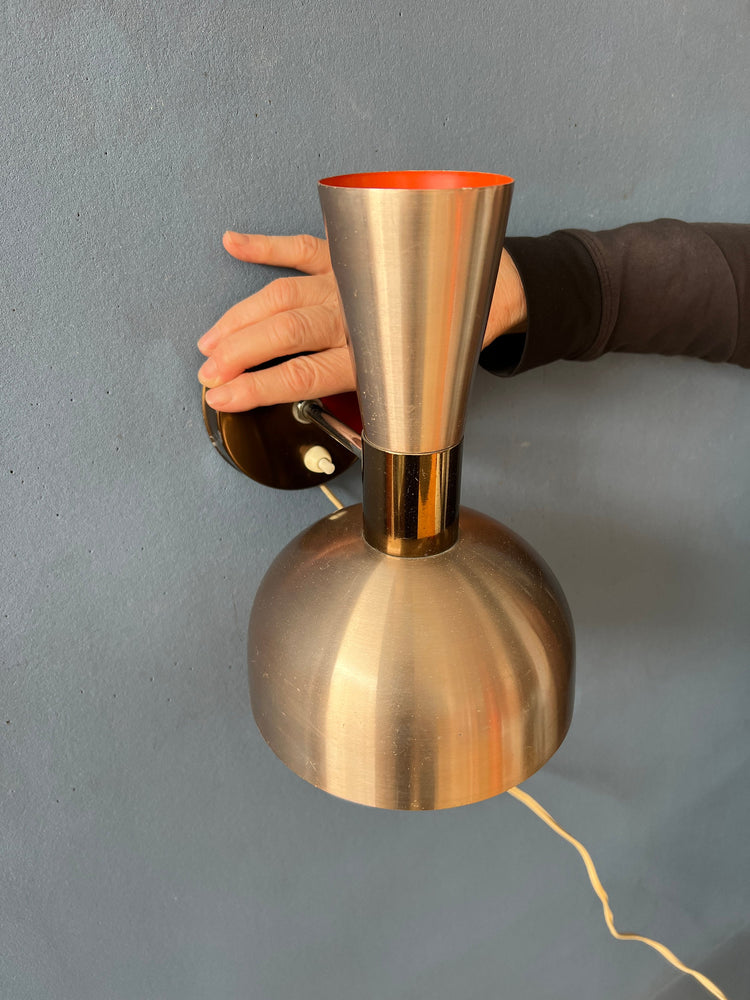 Vintage Red Herda Diabolo Wall Lamp | Copper Space Age Lamp