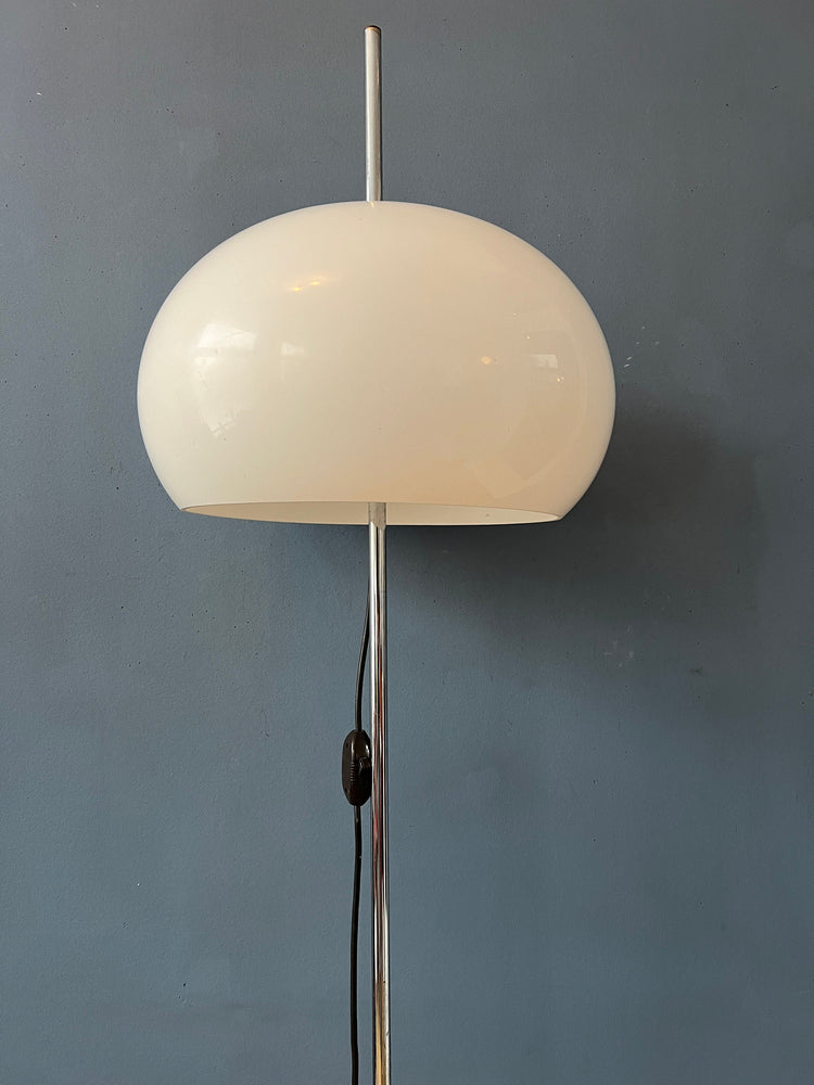 Mid Century Mushroom Floor Lamp with White Plexiglass Shade