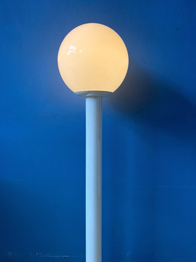 Space Age Woja Holland Floor or Table Lamp with Glass Shade | Vintage 60s Lighting | White Retro Light
