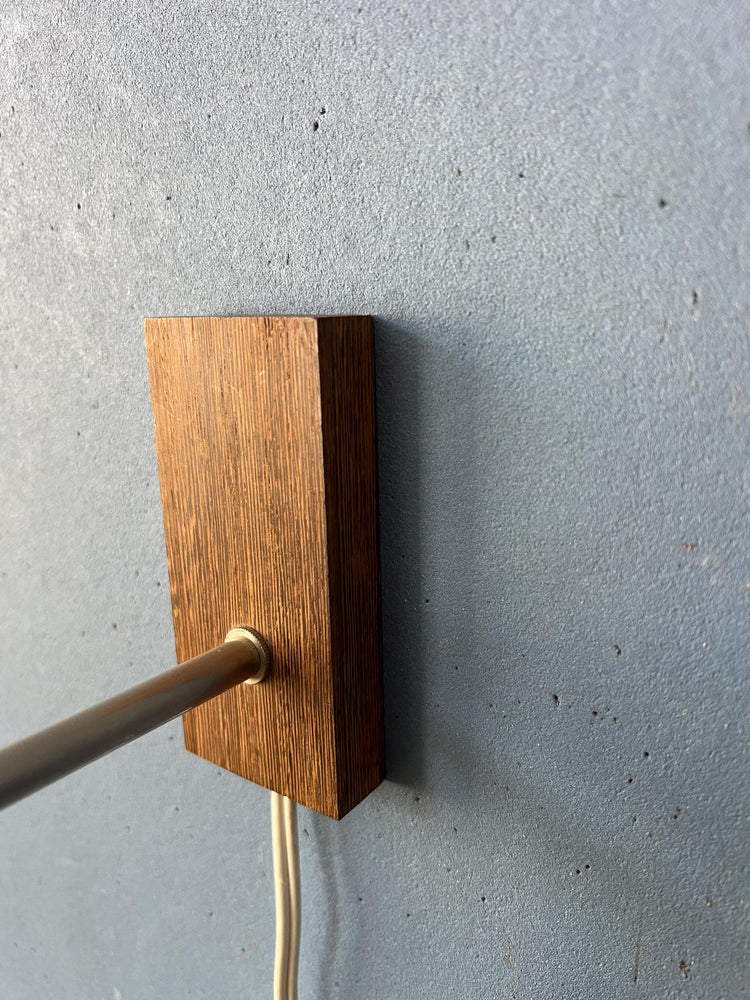 Black Anvia Teak Wood Mid Century Wall Sconce