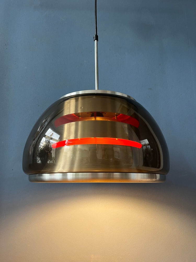 Mid century Space Age Smoked Glass Pendant Lamp