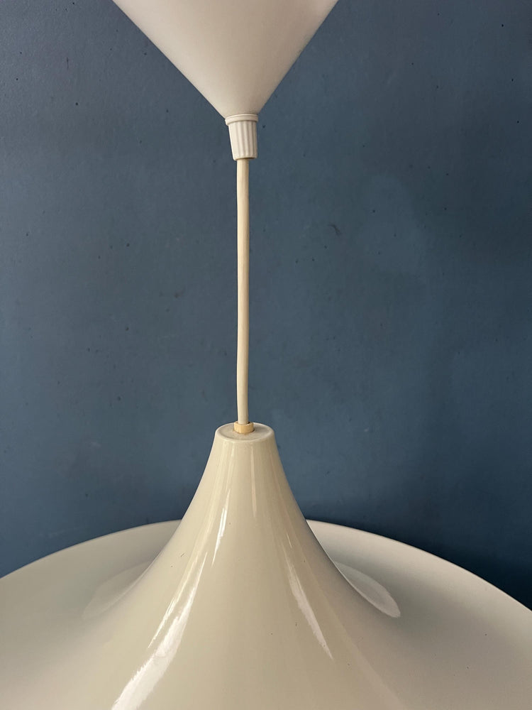 Mid Century Beige Space Age Witch Hat Pendant Light