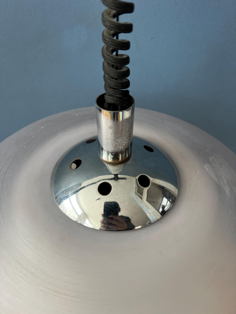 Mid Century Clear Acrylic Glass UFO Space Age Pendant Lamp