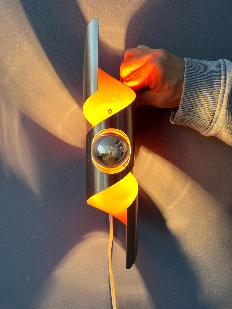 Vintage 'Twisted' Polam Space Age 'Wokkel' Wall Lamp