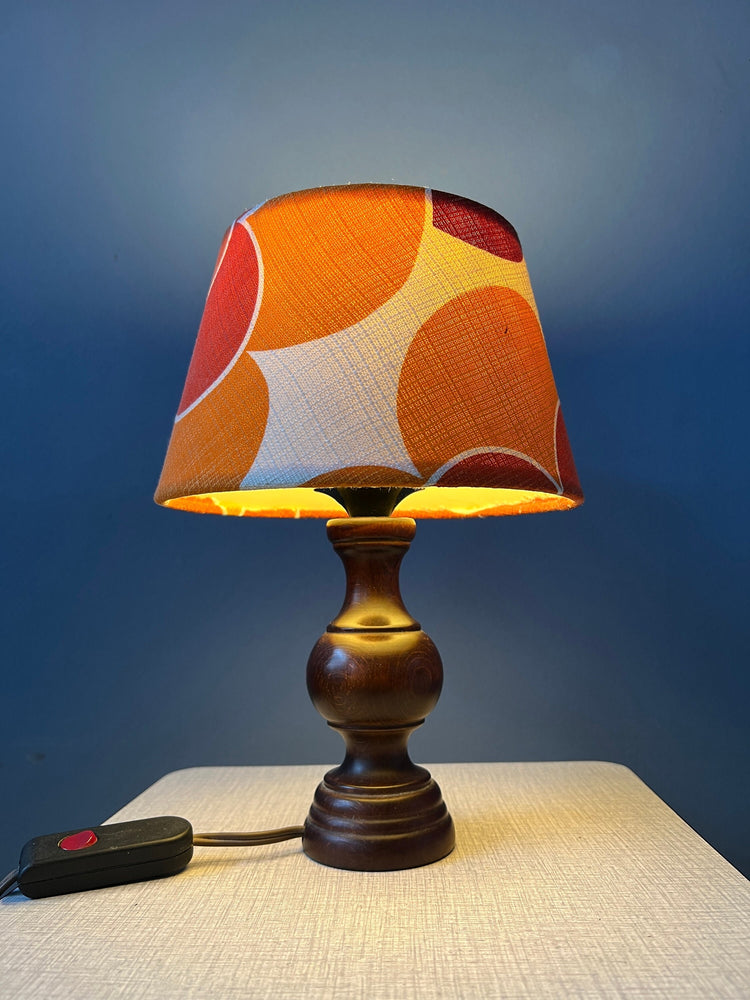 Vintage Space Age Table Lamp with Orange Textile Shade