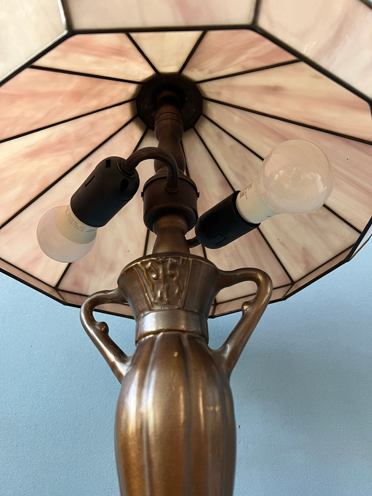 Purple Tiffany Art Deco Stained Glass Table Lamp