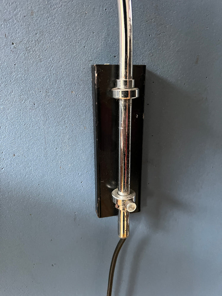 Mid Century Chrome Herda Eyeball Wall Light | Space Age Arc Lamp | 70s Light Fixture