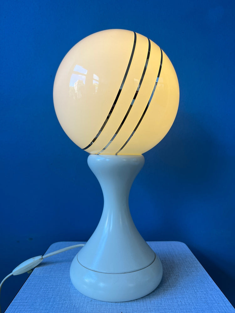 White Opaline Glass Space Age Table Lamp