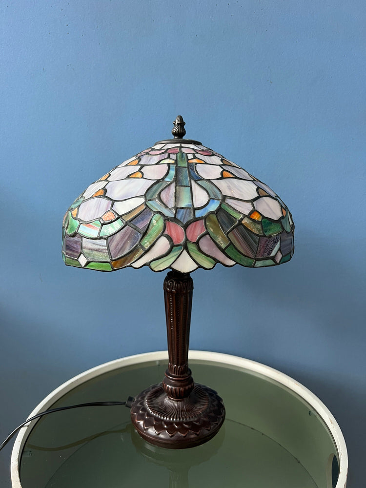 Small Stained Glass Tiffany Art Deco Table Lamp
