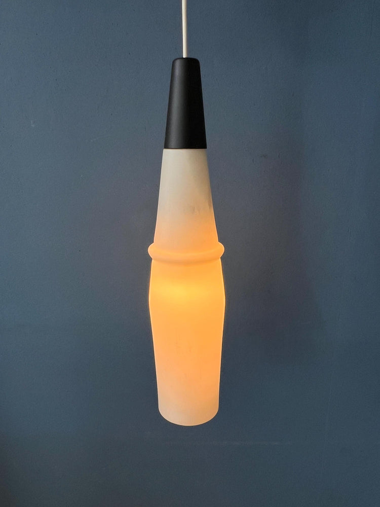 Long Mid Century Opaline Glass Pendant Lamp