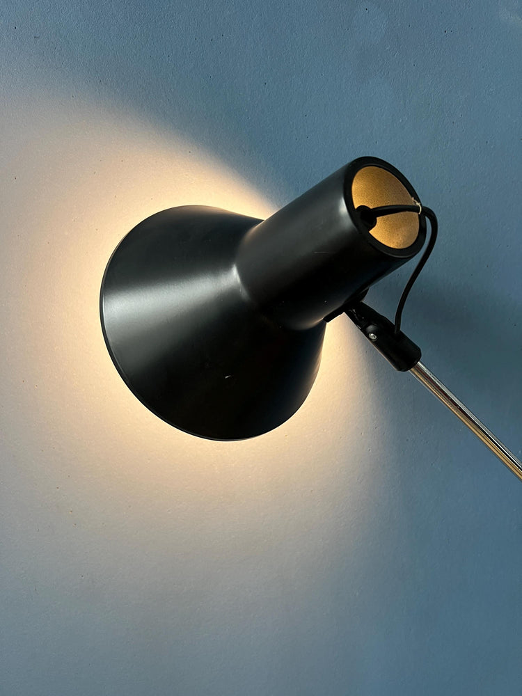 Vintage Adjustable Black Floor Lamp in Style of Hoogervorst