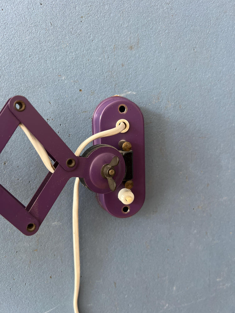 Purple Vintage Space Age Scissor Wall Lamp