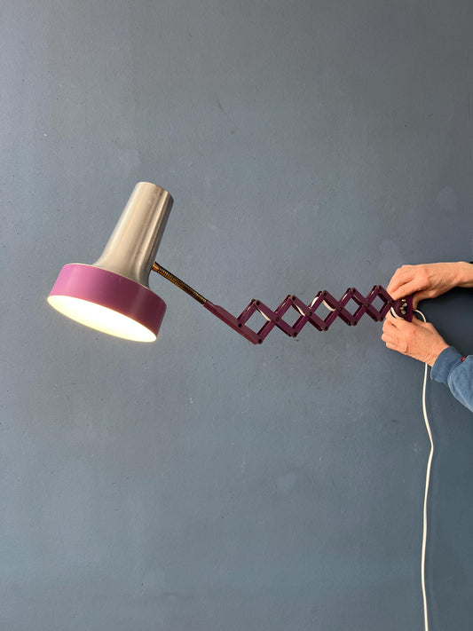 Vintage Space Age Purple Scissor Wall Lamp