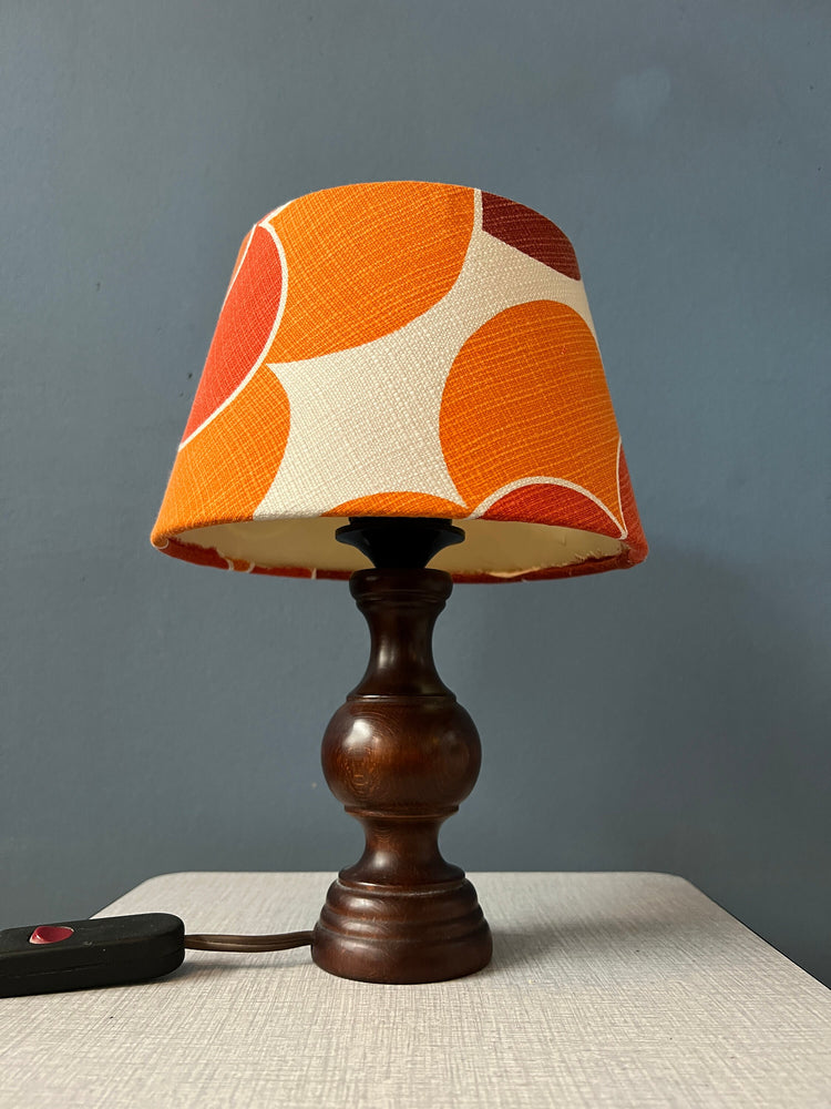 Vintage Space Age Table Lamp with Orange Textile Shade