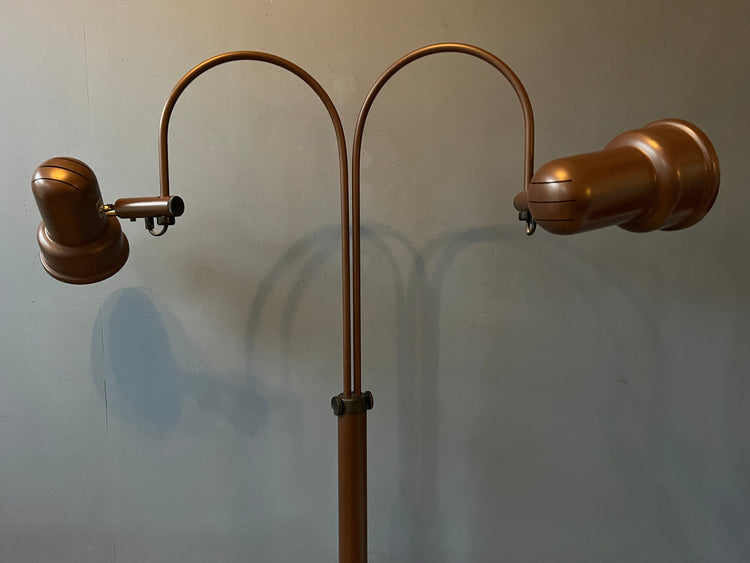 Mid Century Brown GEPO Double Arc Cone Floor Lamp