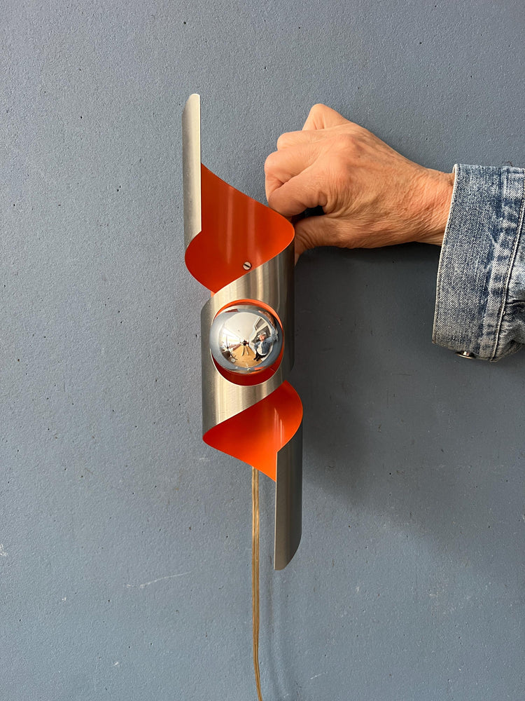 Vintage 'Twisted' Polam Space Age Wokkel Wall Lamp