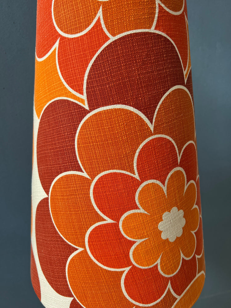 Large Red Space Age Flower Ceramic Mid Century Table Lamp